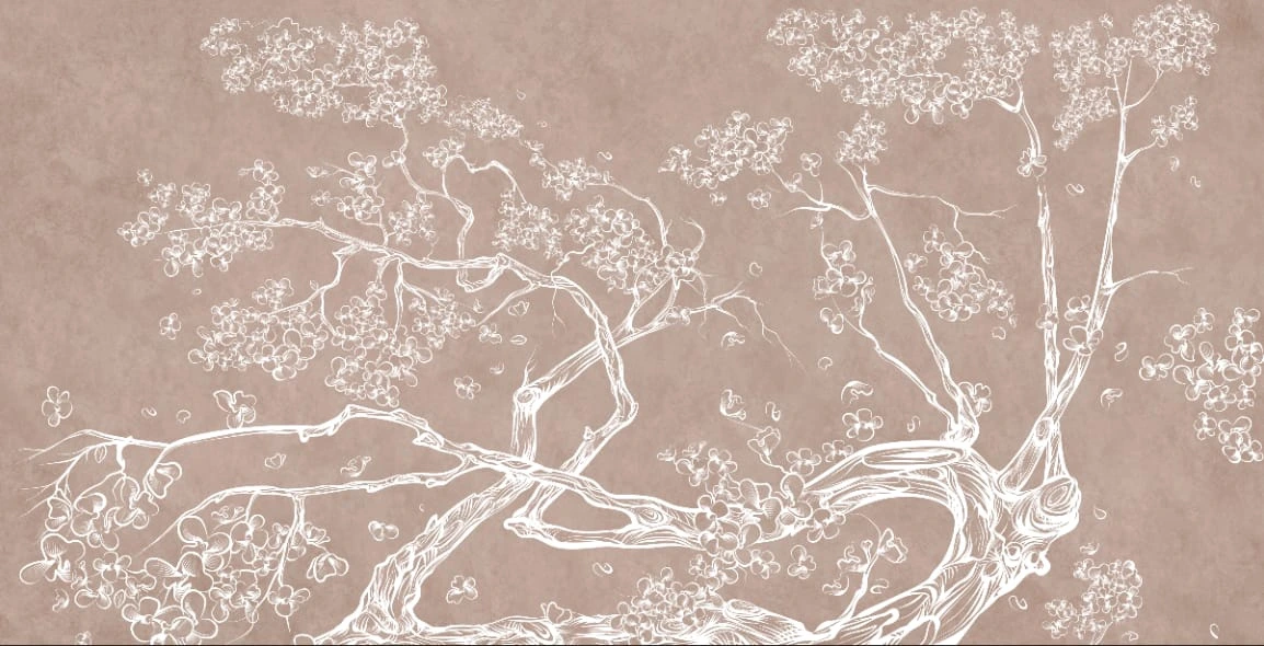 Фотообои на стену - графика, дерево, бежевые