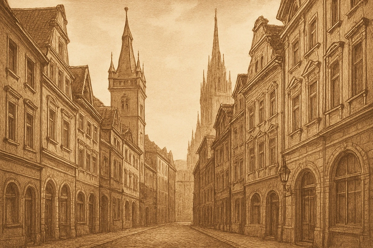 Фотообои на стену - город, винтаж, архитектура, улица, здания, сепия, старый город, исторический