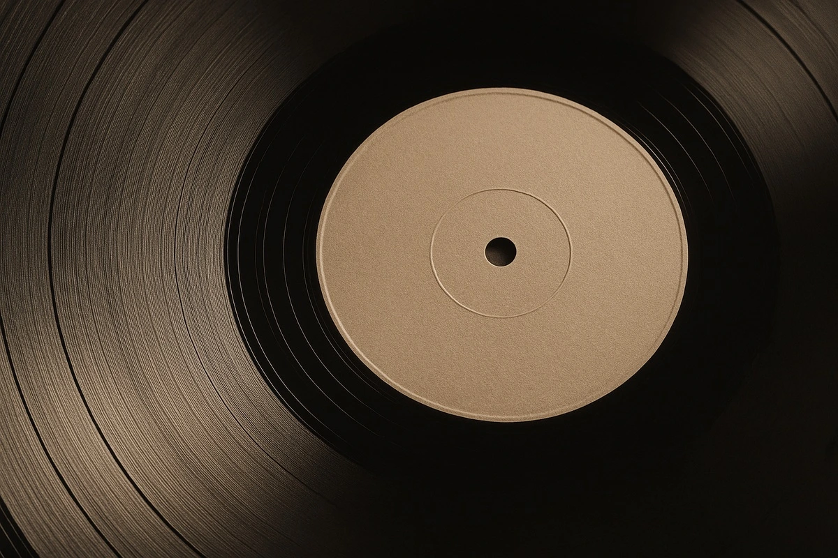 Фотообои на стену - виниловые, музыка, ретро, пластинка, чёрно-белые, аналоговые, звук, дорожка, проигрыватель, винтажные