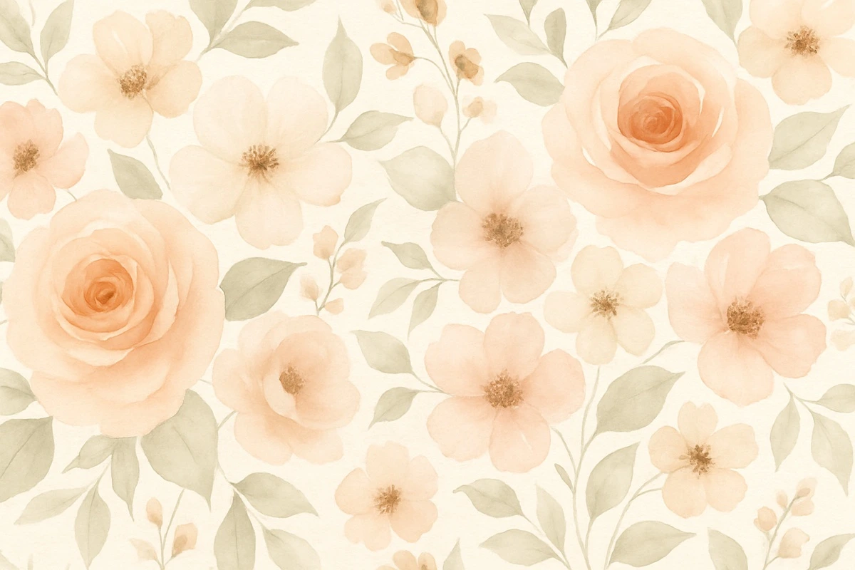 Фотообои на стену - флизелиновые, акварель, розы, пионы, эвкалипт, цветы