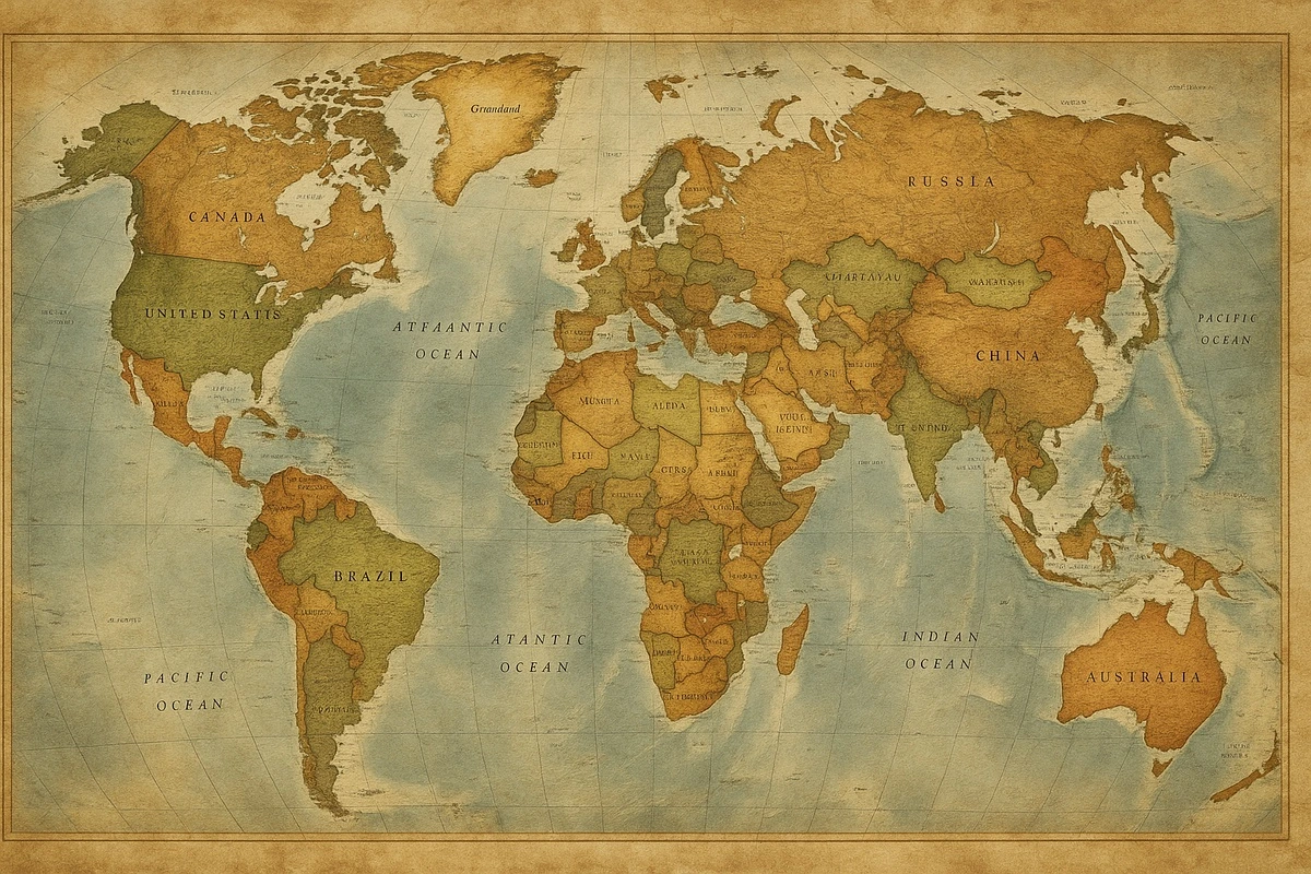 Фотообои на стену - карта, антиквариат, винтаж, мир, география, путешествия, ретро, декор, интерьер, постер
