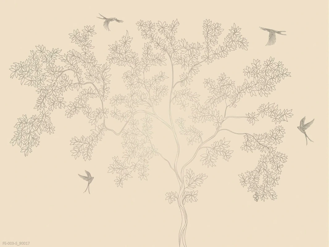 Фотообои на стену - дерево, графика, песочные, серебристые