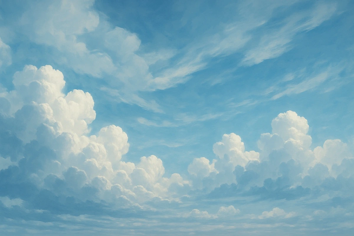 Фотообои на стену - облака, небо, голубые, белые, пушистые, потолок