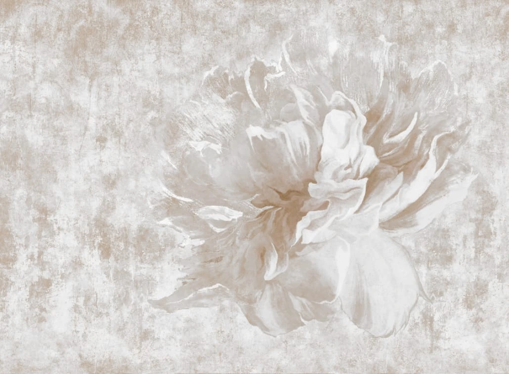 Фотообои на стену - цветок на штукатурке, светло розовые, пудровые, лофт