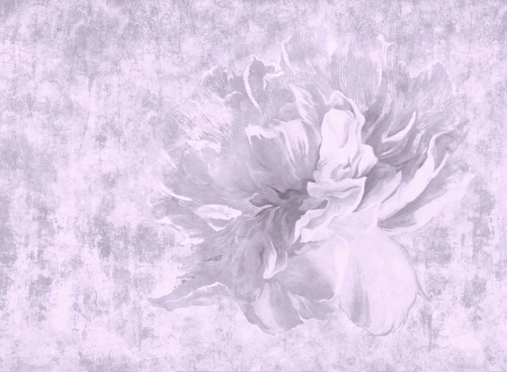 Фотообои на стену - цветы на штукатурке, сиреневые, лофт