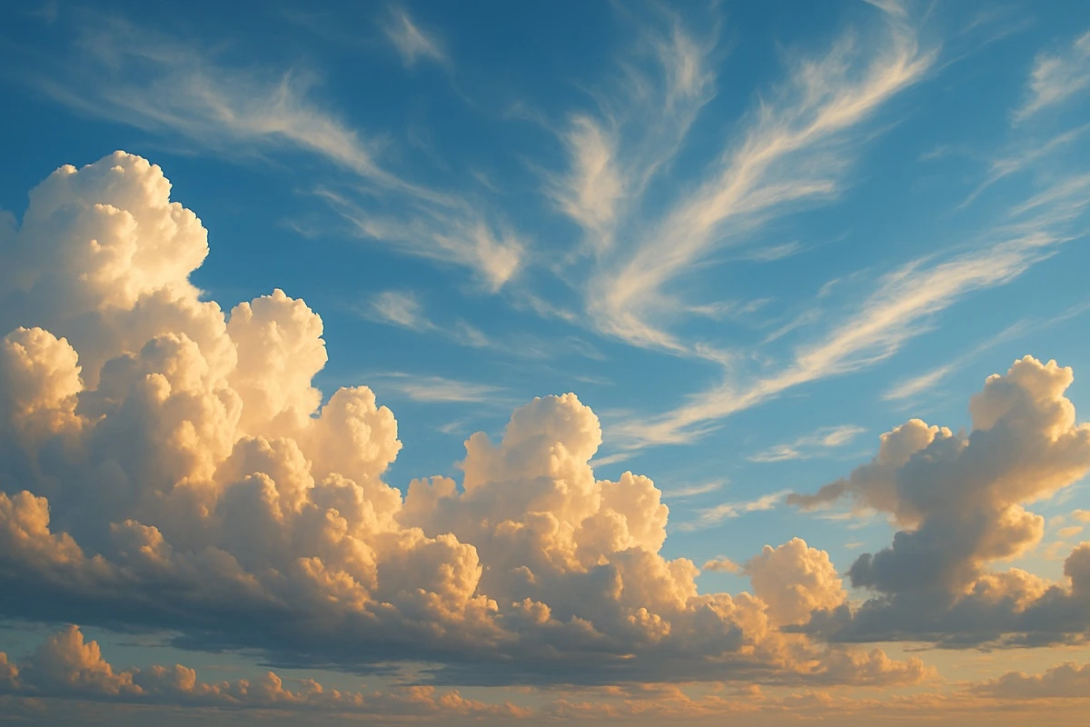 Фотообои и фрески на стену - небо, облака, голубые, закат, рассвет, минимализм, на потолок, в спальню