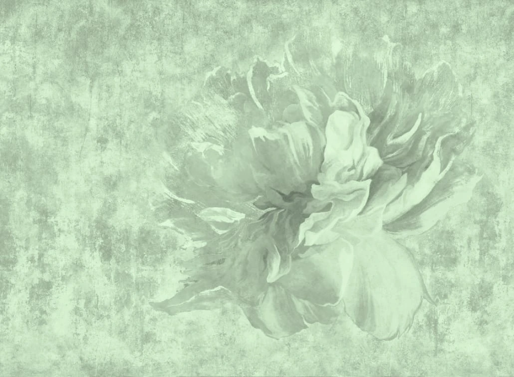 Фотообои на стену - цветы, светло салатовые, лофт, под штукатурку