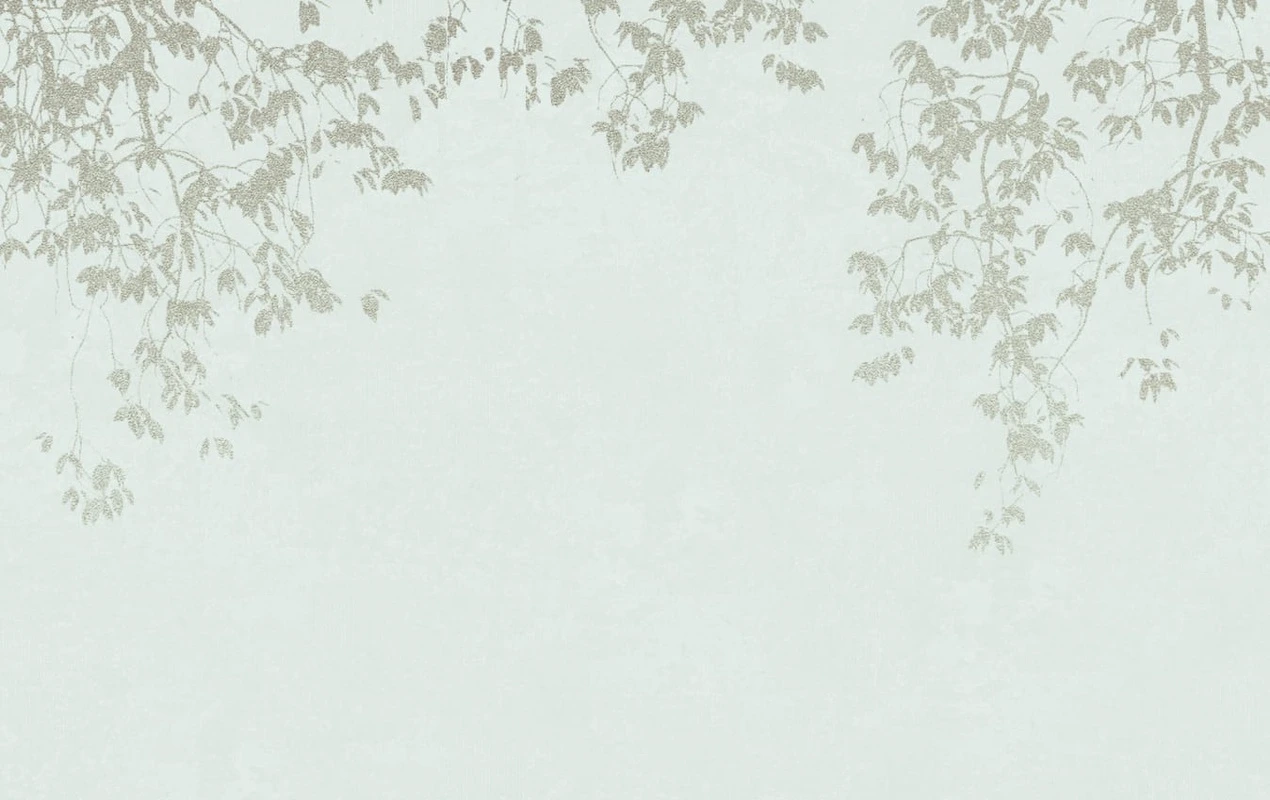 Фотообои на стену - современные, ветки, веточки, голубые, серебряные листья