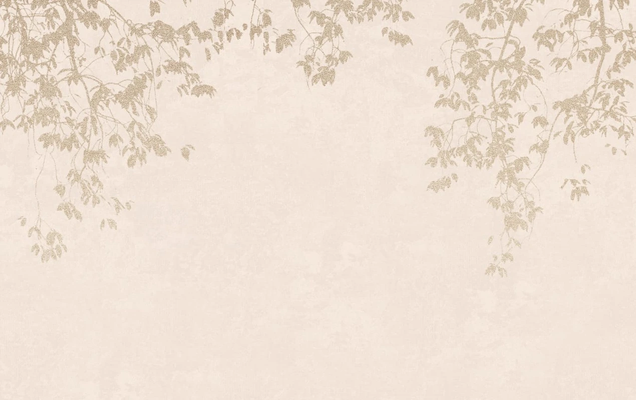 Фотообои и фрески на стену - современные, ветки, веточки, персиковые, розовые, золотые листья