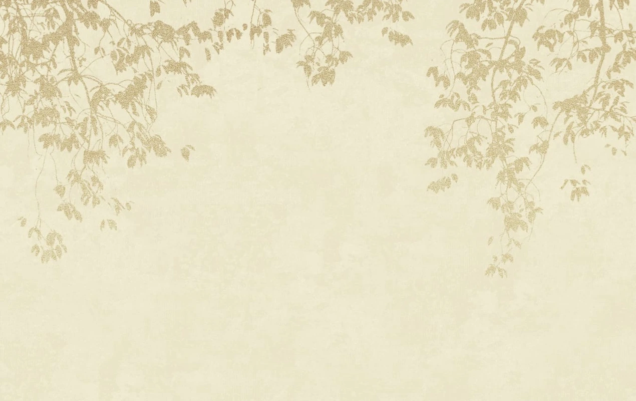 Фотообои на стену - современные, ветки, веточки, кремовые, золотые листочки