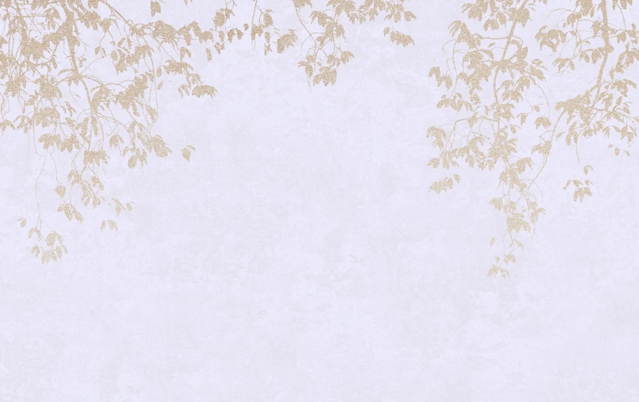 Фотообои на стену - современные, ветки, веточки, светлые, сиреневые, золотые листья