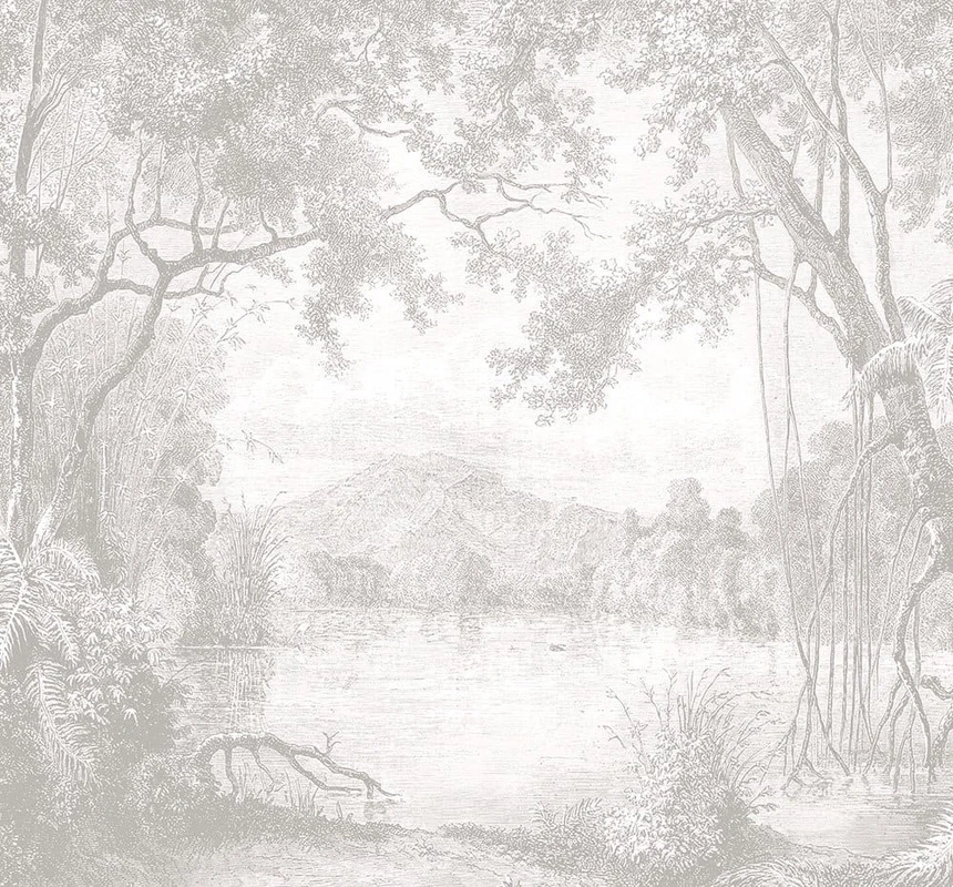 Фотообои на стену - наши работы, лес, в тумане, светлый, силуэт леса