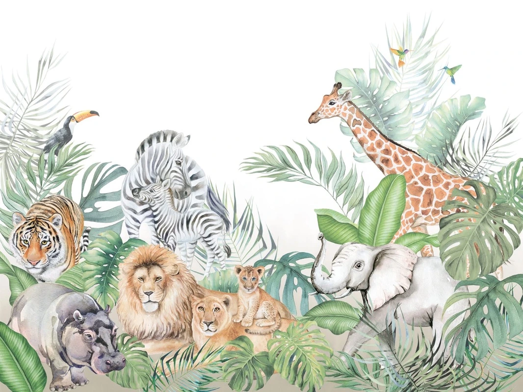 Фотообои на стену - звери в лесу, в детскую комнату