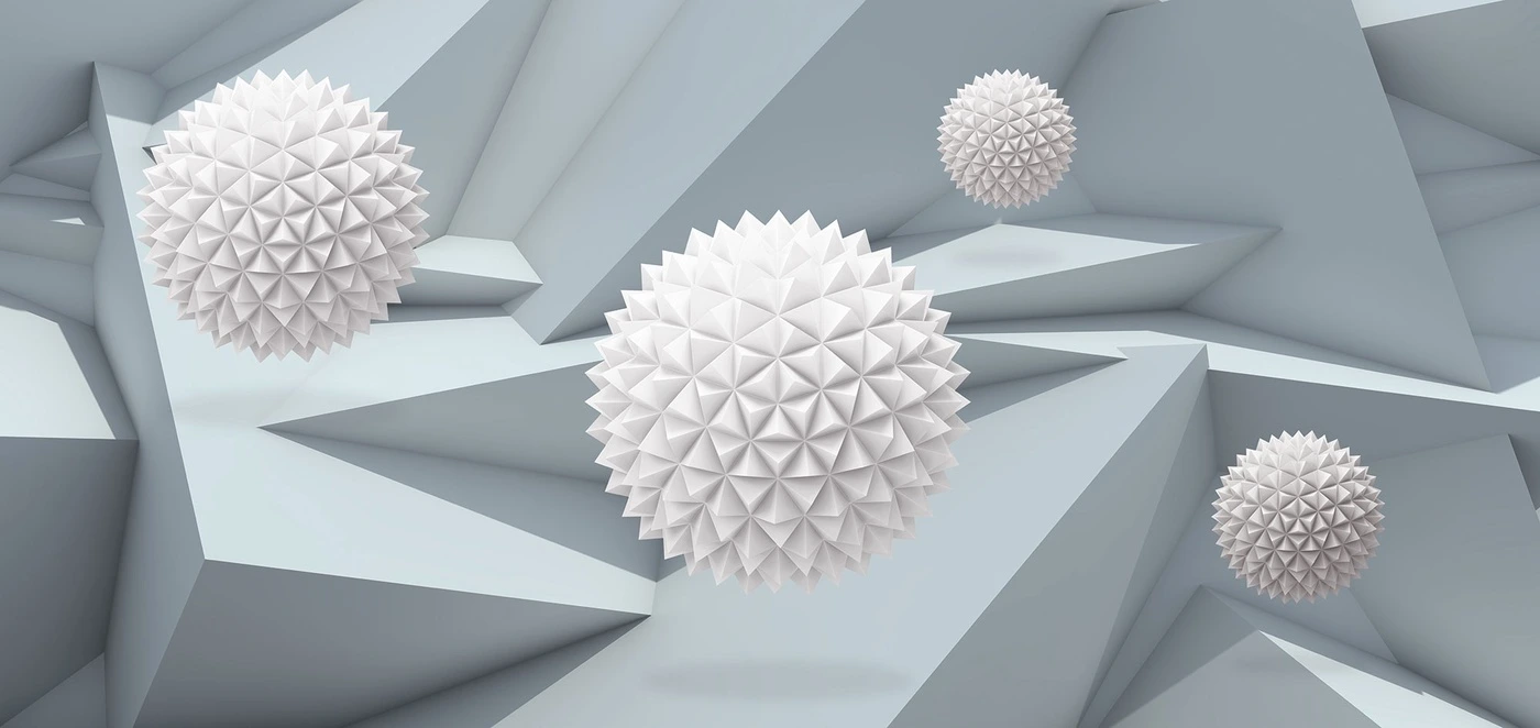 Фотообои на стену - абстракция, 3d, шары, белые, геометрия, объемные, минимализм, фон, футуризм, светлые, структура, современный стиль