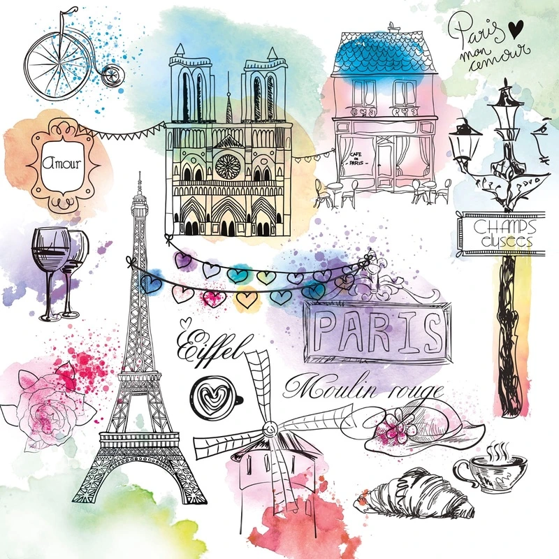 Фотообои на стену - париж, в детскую комнату, эйфелева башня