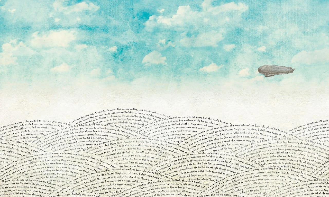 Фотообои на стену - в детскую комнату, дирижабль, небо