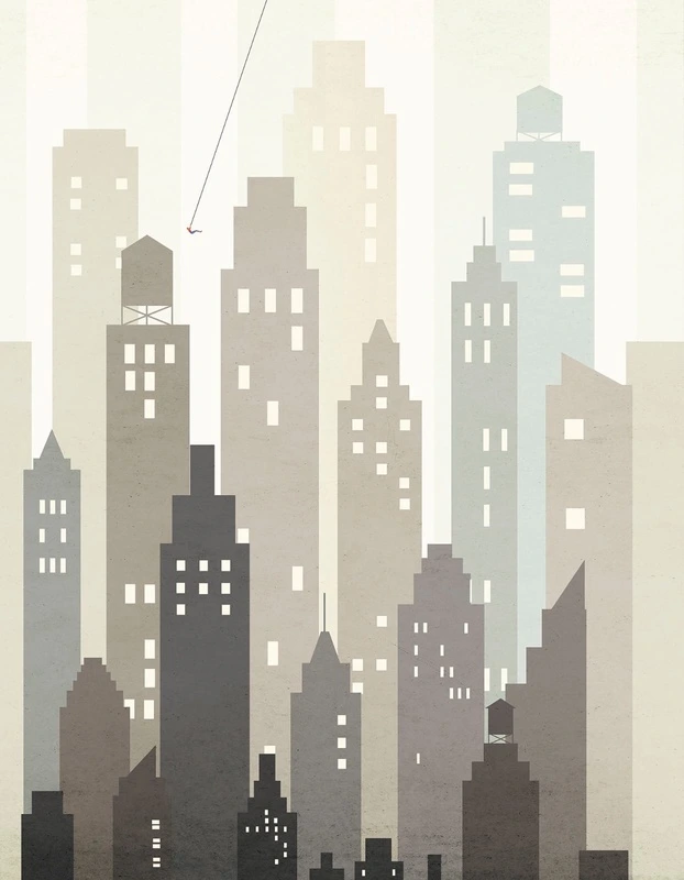 Фотообои на стену - мегаполис, город, сити, в детскую комнату, бежевые, на стену в детскую мальчику