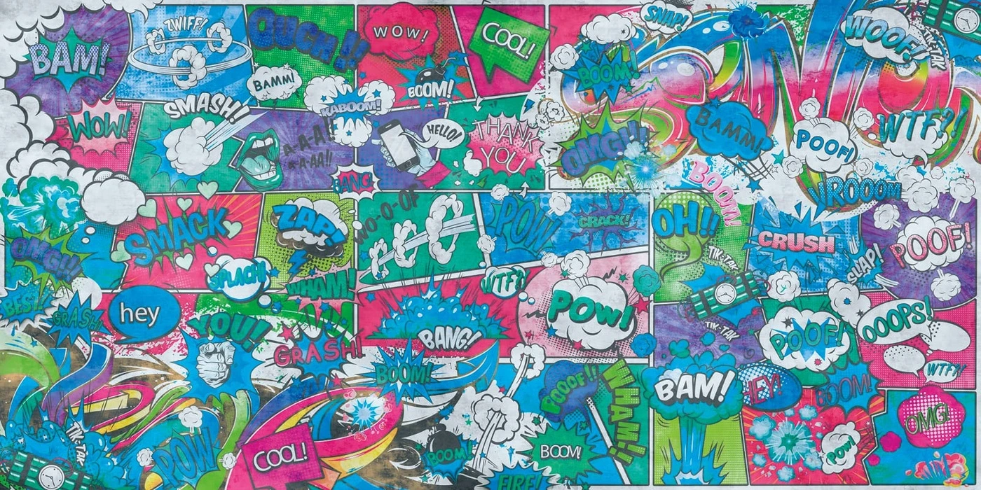 Фотообои на стену - в детскую комнату, поп арт, яркая стена в детскую