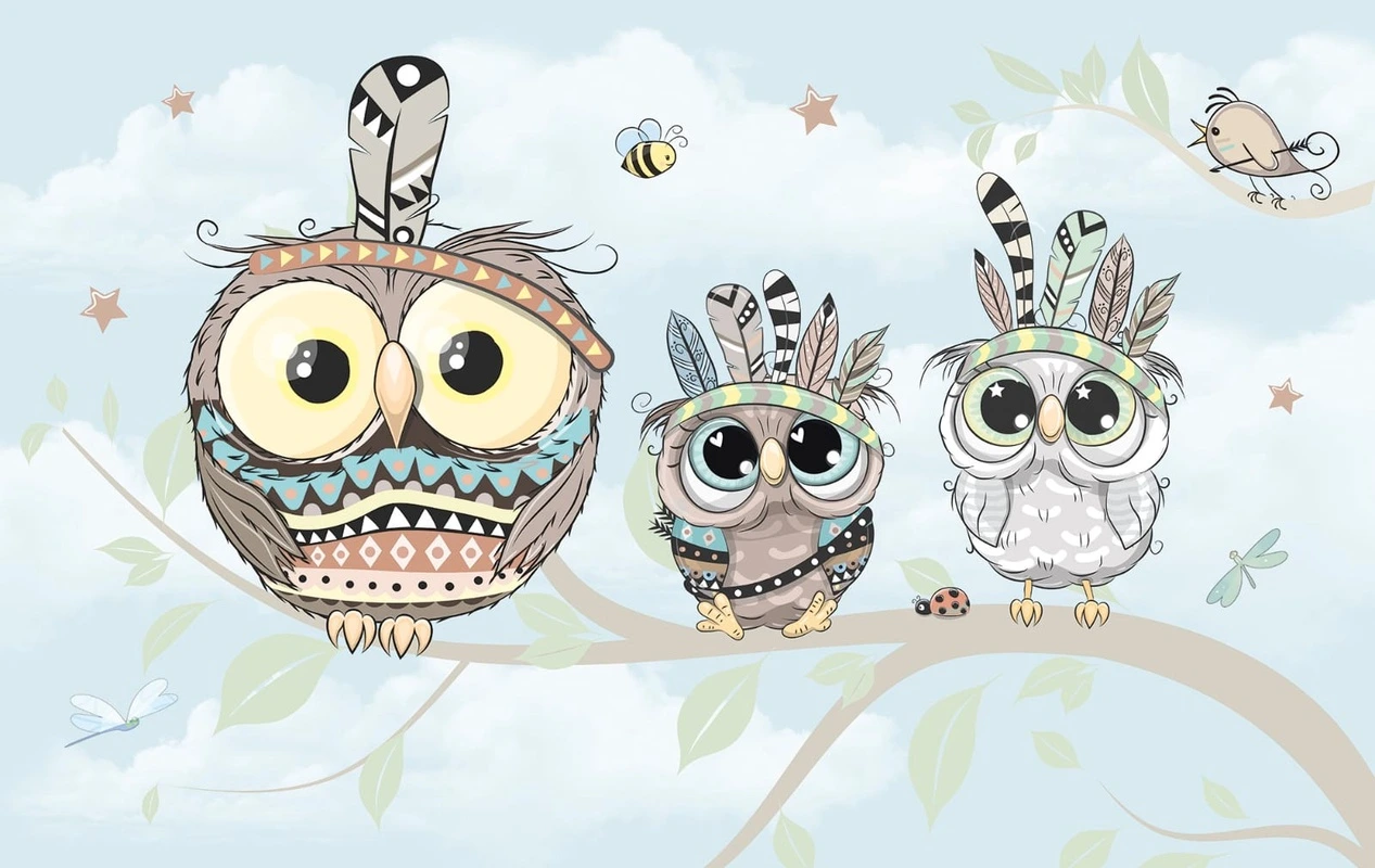 Фотообои на стену - совы, в детскую комнату, детские