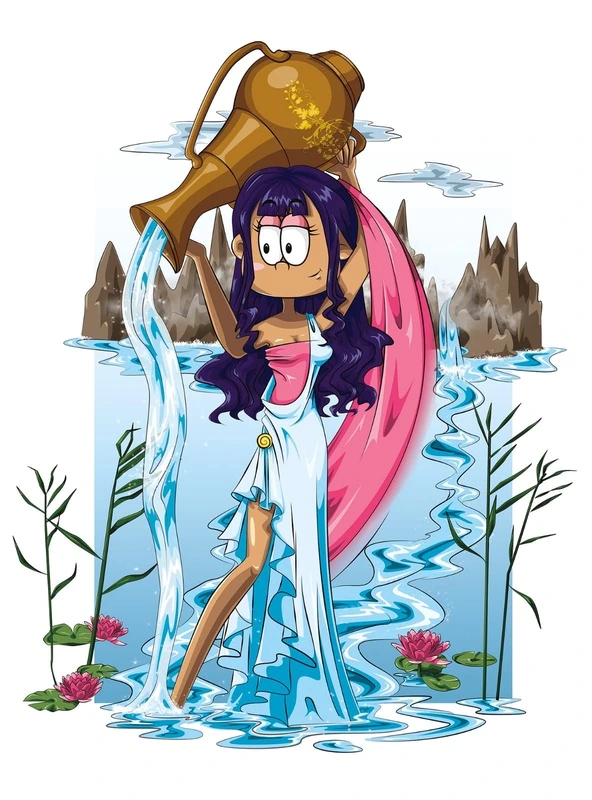 Фотообои на стену - аниме, девочка с кувшином, водолей, знаки зодиака