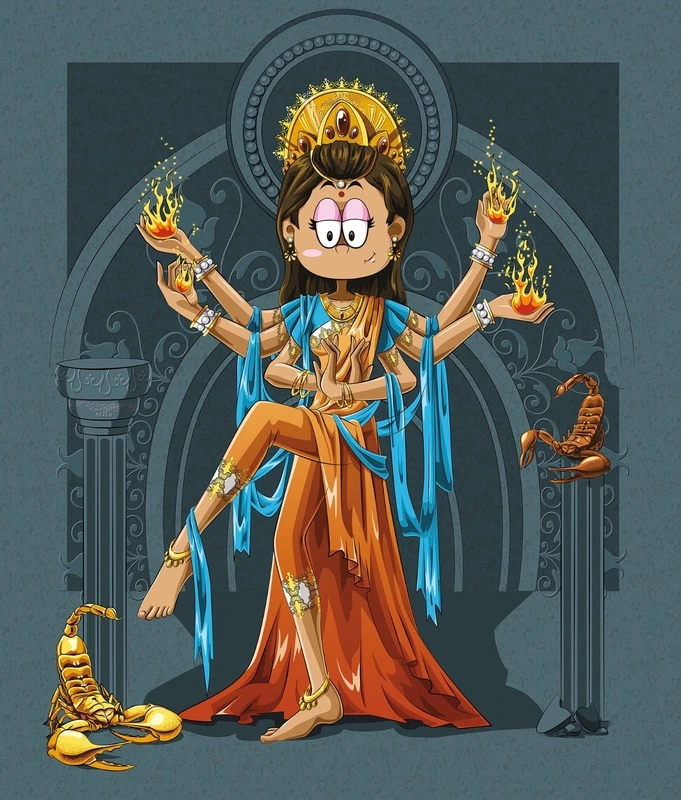 Фотообои на стену - аниме, шакти, божество с шестью руками, в детскую комнату