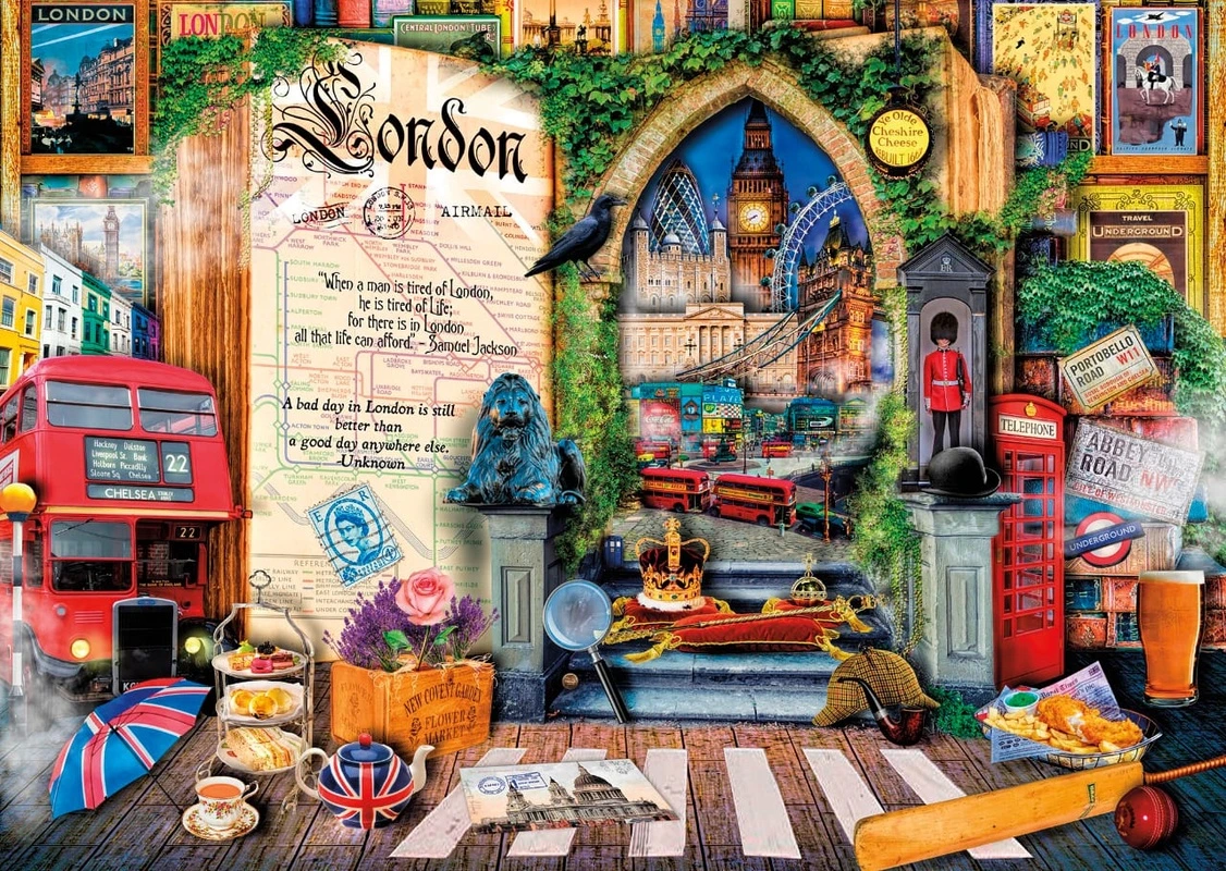 Фотообои на стену - магазин игрушек, в детскую комнату, символы Лондона, яркие, Лондон, разноцветные, достопримечательности Лондона