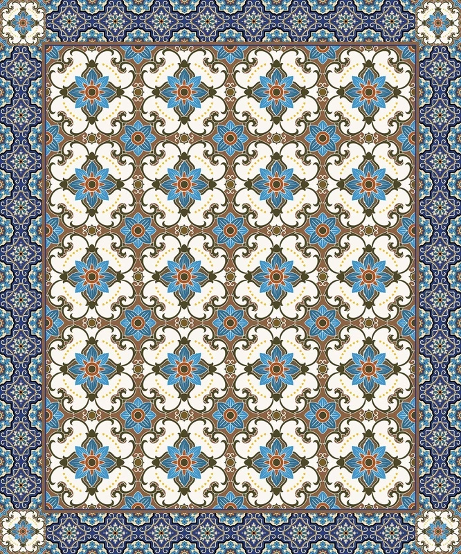 Фотообои на стену - ковёр, восточные, геометрические, симметричные, орнамент, классические, традиционные, бирюзовые, белые, цветочные, узорные, исламские