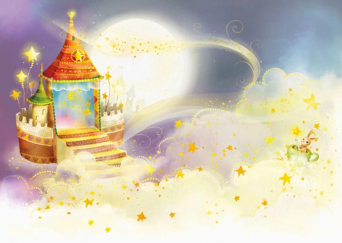 Фотообои на стену - детские, детские обои город, волшебные, волшебный домик, обои детский город, домик, в детскую комнату