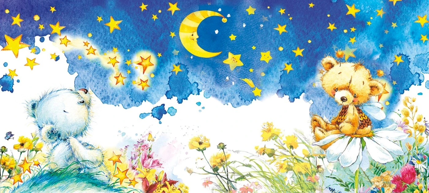 Фотообои на стену - детские, месяц, звезды, ночная сказка, в детскую комнату, сказочнык обои, ночь, сказочные