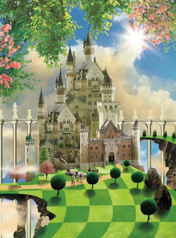 Фотообои и фрески на стену - детские, в детскую комнату, замок, сказочный замок, сказочные обои, детские на стену, обои в детскую комнату