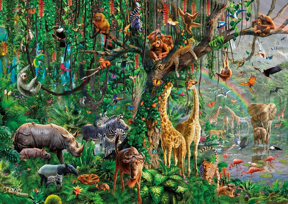 Фотообои на стену - звери, в детскую комнату, картинки обои звери, обои зверюшки, обои с животными, джунгли животные, живые обои животные, обои джунгли