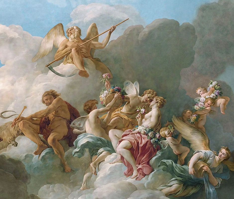 Фотообои и фрески на стену - классика, картины, фигуры, облака, Версаль, роспись, люди, боги