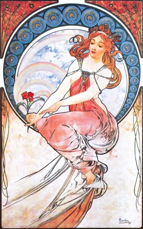 Фотообои и фрески на стену - люди, картины, девушка, обои люди, красные, голубые