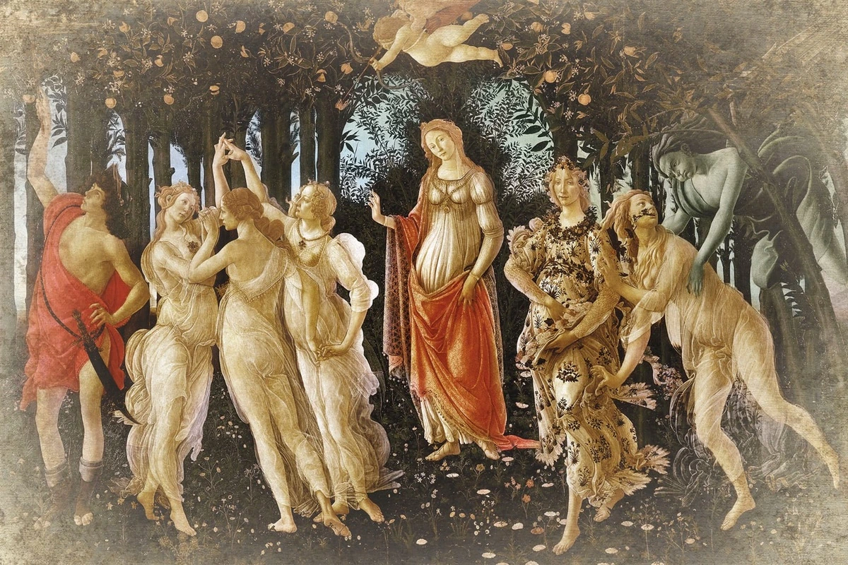 Фотообои на стену - люди, картины, девушки, с ангелом, коричневые, классика