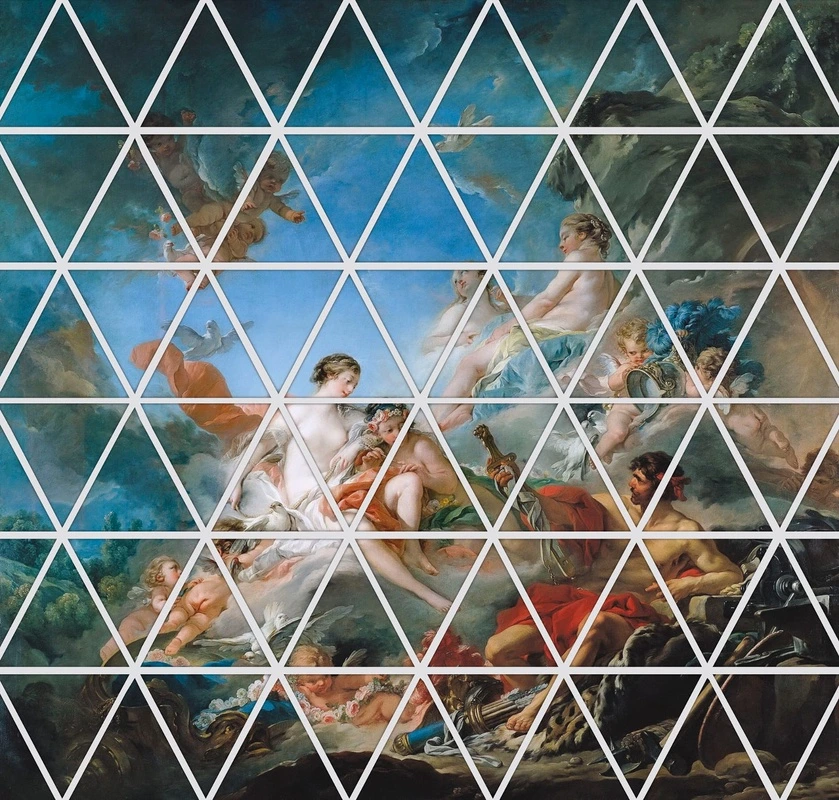 Фотообои на стену - люди, витраж, картины, с ангелами, фигуры и ангелы, синие