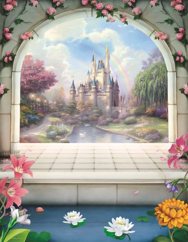 Фотообои на стену - арка, в детскую комнату, детские, замок, сказочный замок