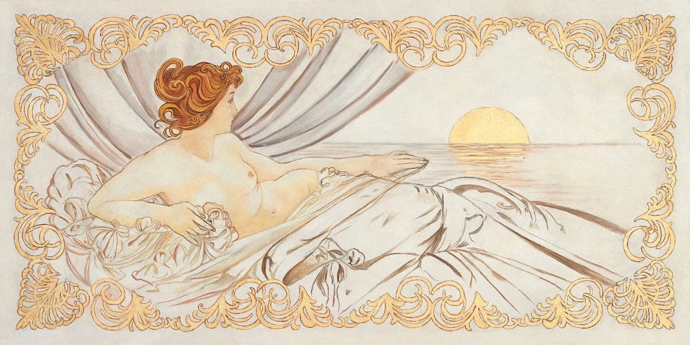 Фотообои на стену - люди, картины, обнаженные, девушка, рисунок, персиковые