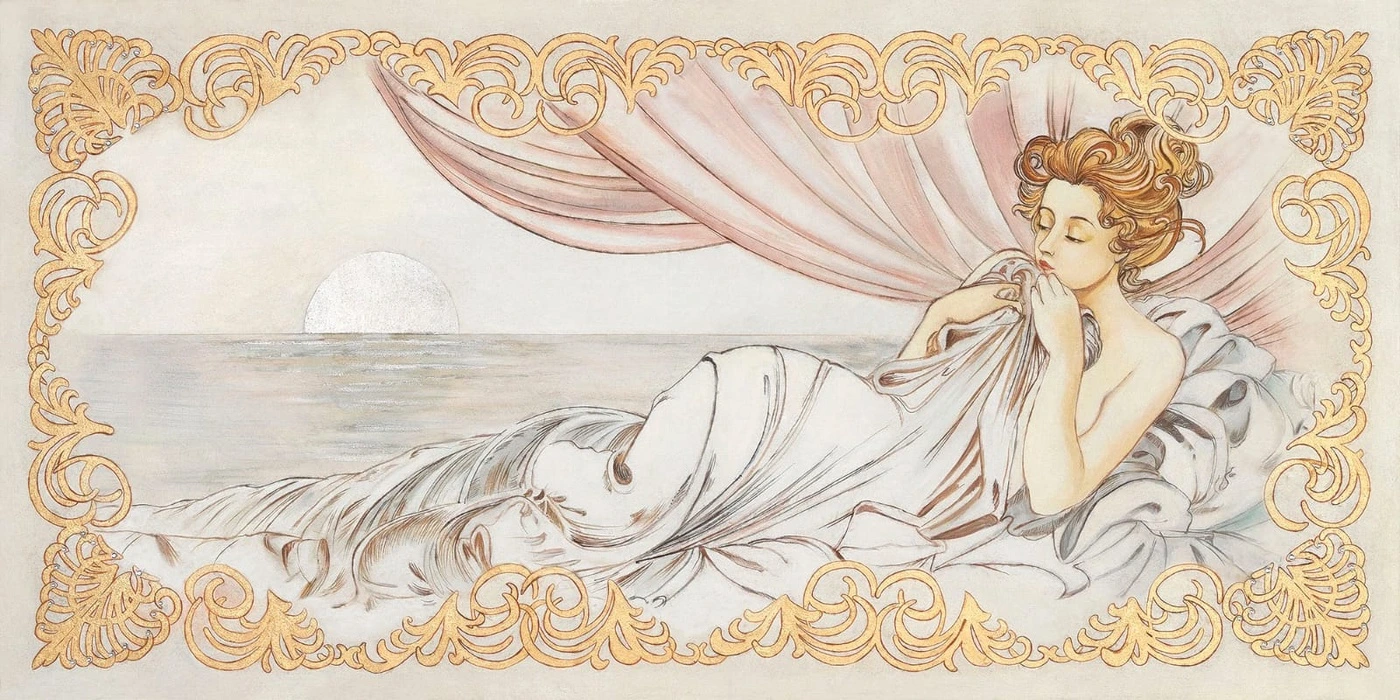 Фотообои на стену - люди, картины, обнаженные, девушка, графика, персиковые, абрикосовые