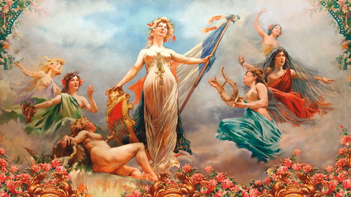 Фотообои на стену - люди, картины, живопись, классика, обнаженные, девушка, яркие, красные, коралловые