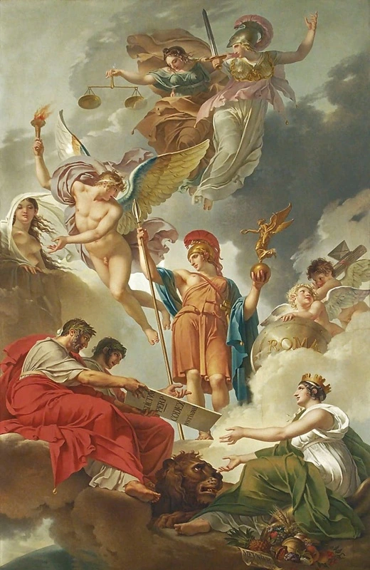 Фотообои на стену - люди, живопись, картины, классика, обнаженные, мужчина и женщина, девушка, воин, красные