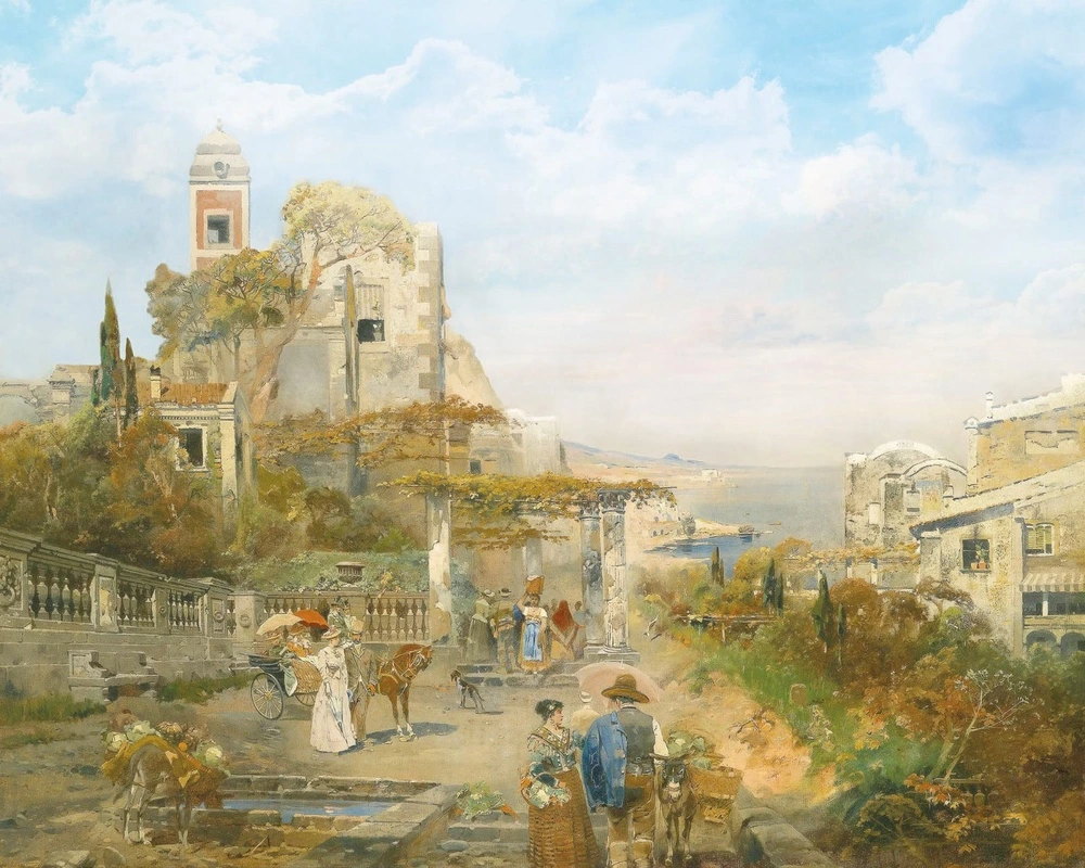 Фотообои на стену - картины, живопись, живописные, пастельная, улочки, крым