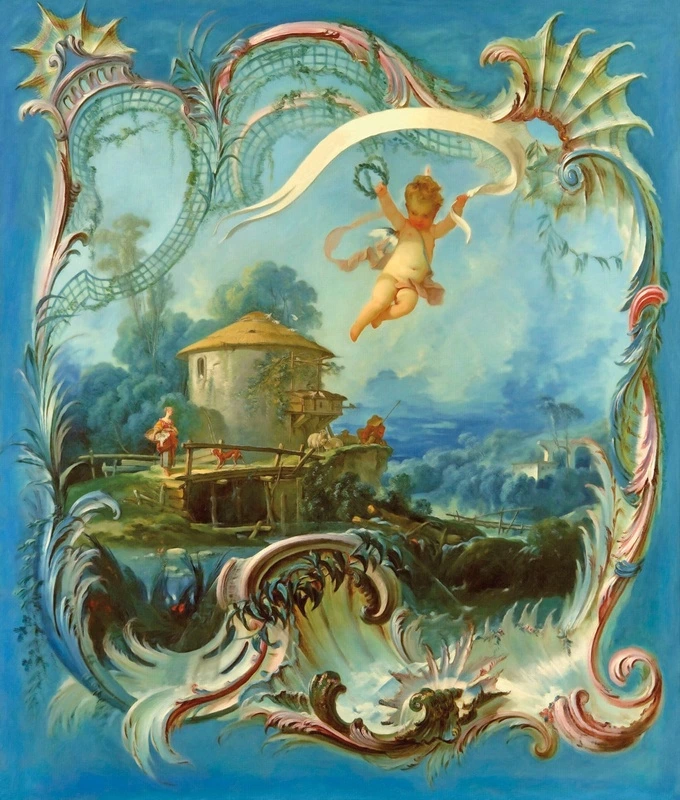 Фотообои на стену - картины, с ангелом, синие