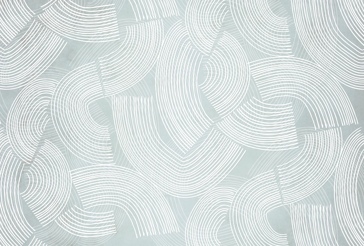 Фотообои на стену - изогнутые линии, узор, абстракция, повтор, текстура, белые линии, мятно-голубые