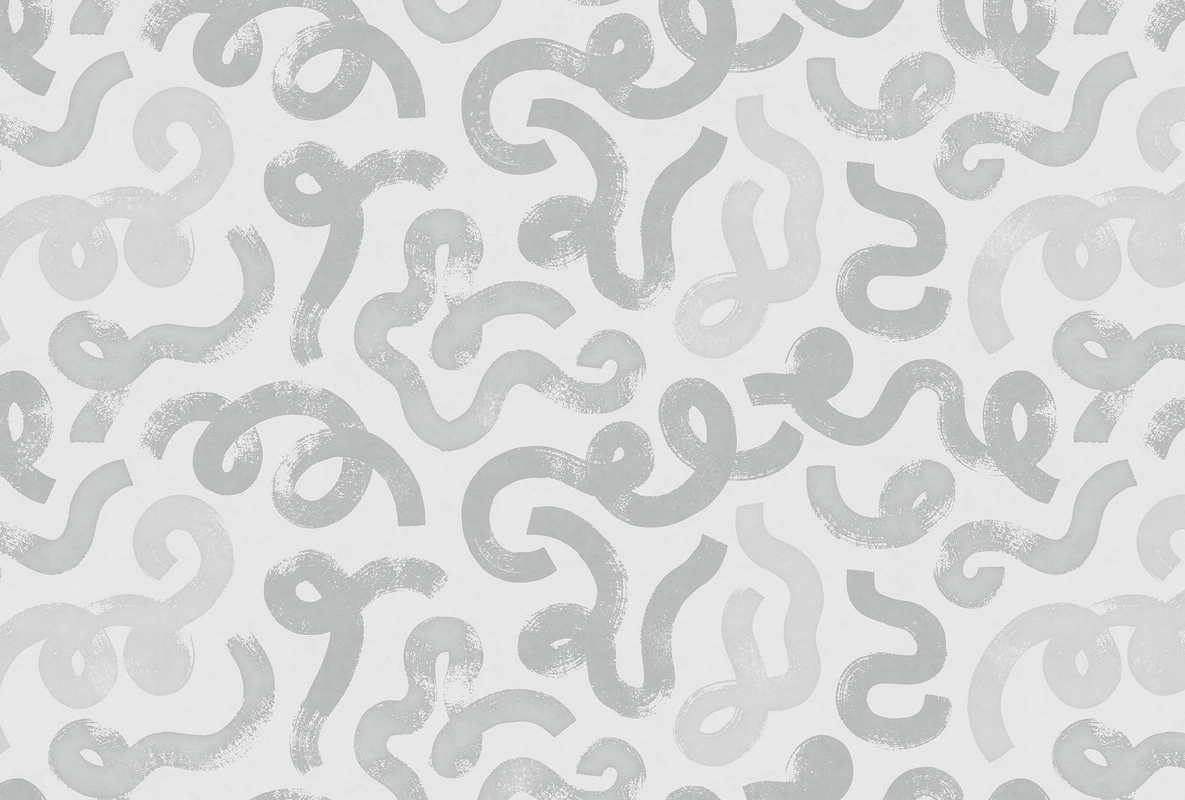 Фотообои на стену - светлый фон, серые, петли, хаотичный узор, мазки, абстракция, изгибы, текстура, элементы