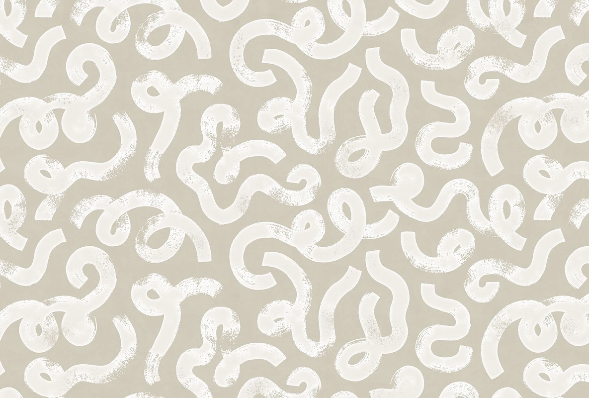 Фотообои на стену - петли, мазки, светло-коричневый фон, абстракция, изгибы, хаос, узор, текстура, линии