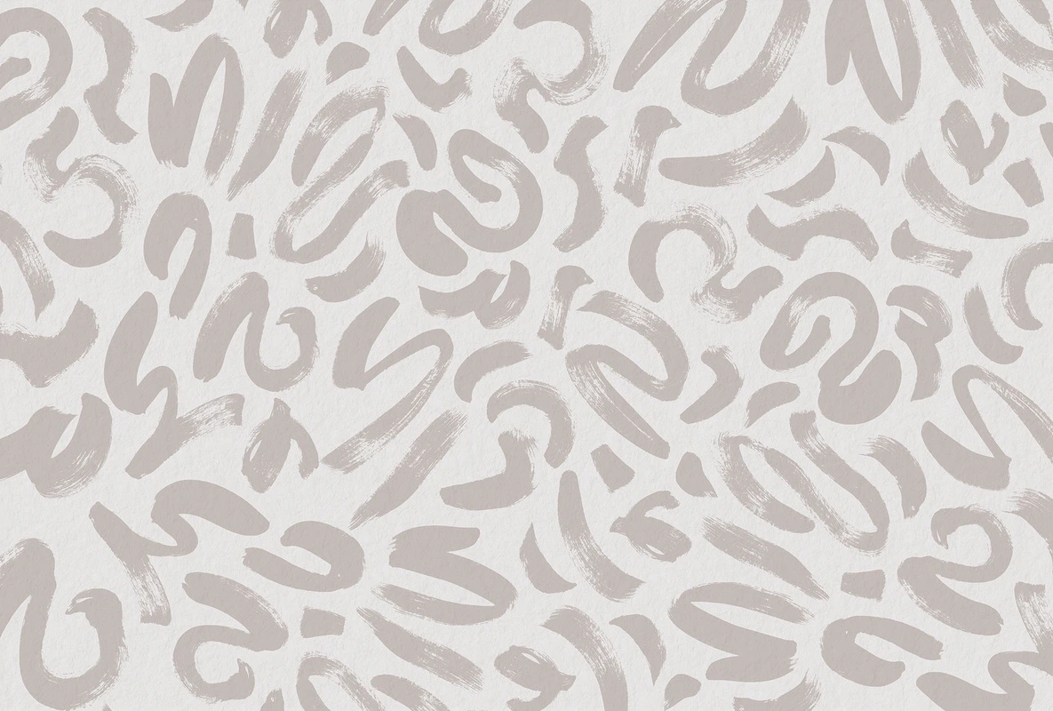 Фотообои на стену - белый фон, бежево-розовые мазки, декоративные, каллиграфия, абстракция, художественный узор, эффект кисти