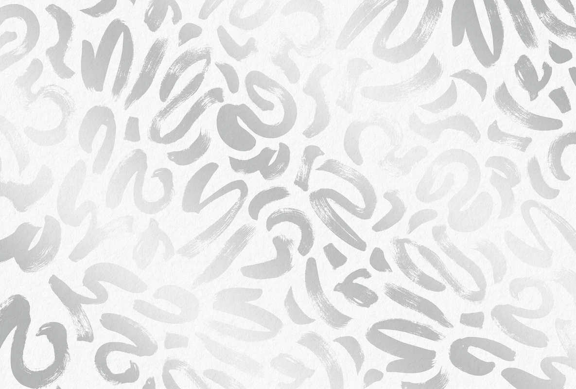 Фотообои на стену - белый фон, серые мазки, декоративные, каллиграфический узор, абстракция, эффект кисти, пастельные тона