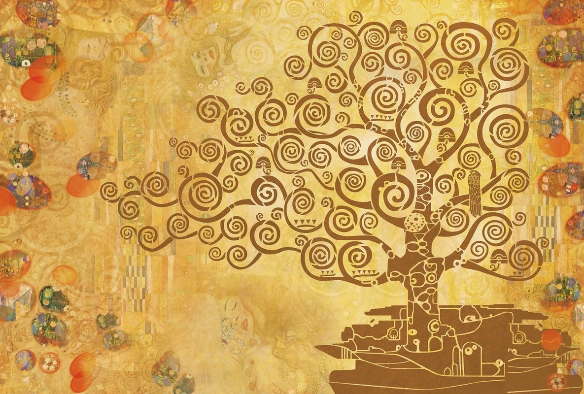 Фотообои на стену - картины, живопись, живописные, климпт, дерево, желтые