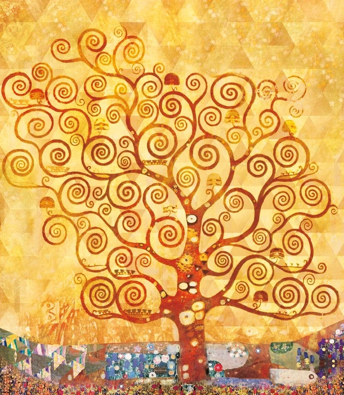 Фотообои на стену - картины, живопись, живописные, климпт, дерево, желтые, квадратные