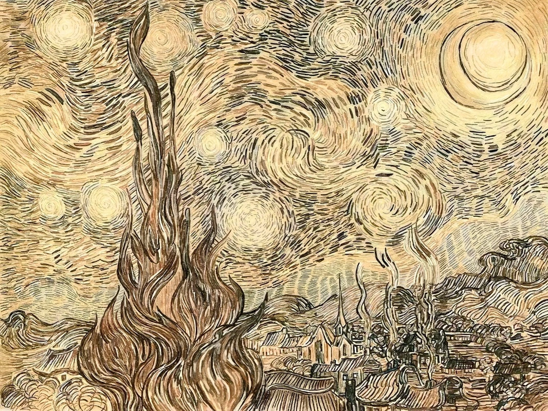 Фотообои на стену - картины, живопись живописные, желтые, звезды